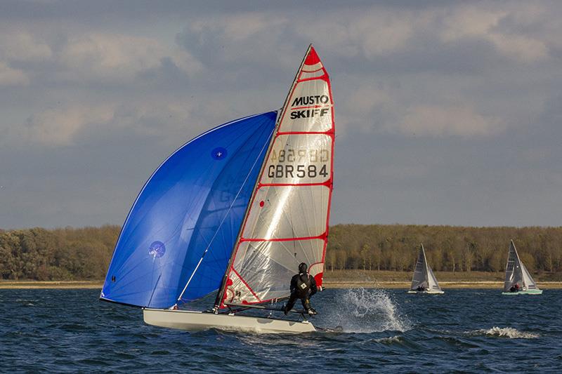 Musto Skiffs in the Ovington Inland Championships at Grafham photo copyright Tim Olin / www.olinphoto.co.uk taken at Grafham Water Sailing Club and featuring the Musto Skiff class