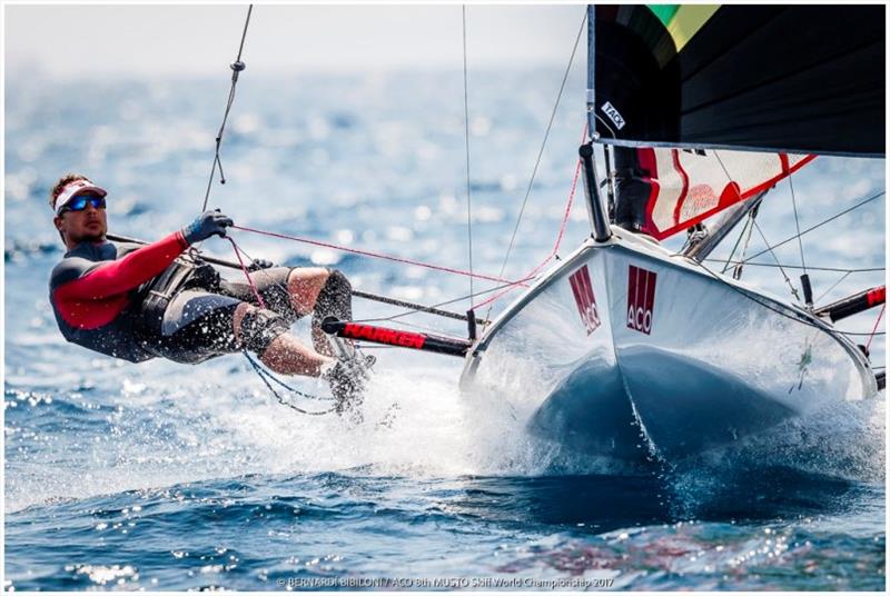 Andy Tarboton - ACO 8th MUSTO Skiff World Championship 2017 photo copyright Bernardí Bibiloni / www.bernardibibiloni.com taken at Club Nàutic S'Arenal and featuring the Musto Skiff class