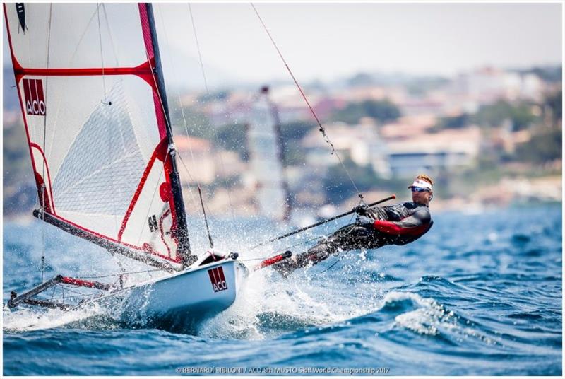 Andy Tarboton - ACO 8th MUSTO Skiff World Championship 2017 photo copyright Bernardí Bibiloni / www.bernardibibiloni.com taken at Club Nàutic S'Arenal and featuring the Musto Skiff class