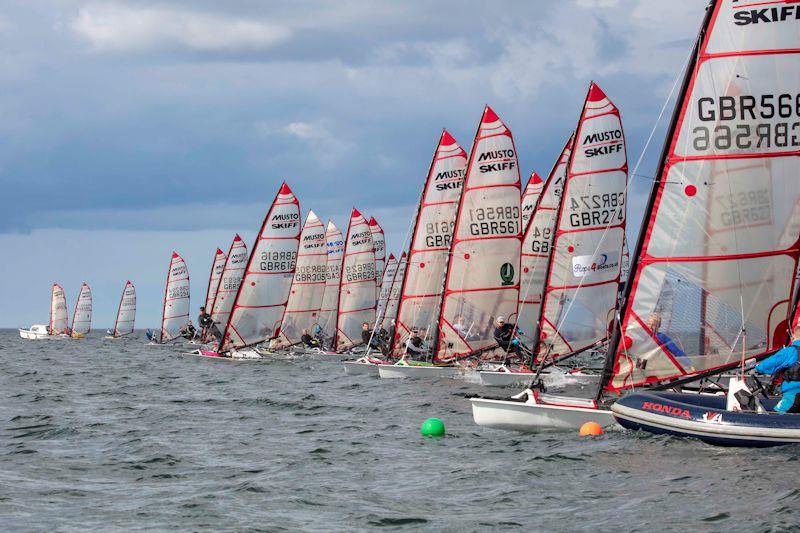 Start line on day 1 of the Noble Marine UK Musto Skiff National Championships at Sunderland photo copyright Tim Olin / www.olinphoto.co.uk taken at Sunderland Yacht Club and featuring the Musto Skiff class