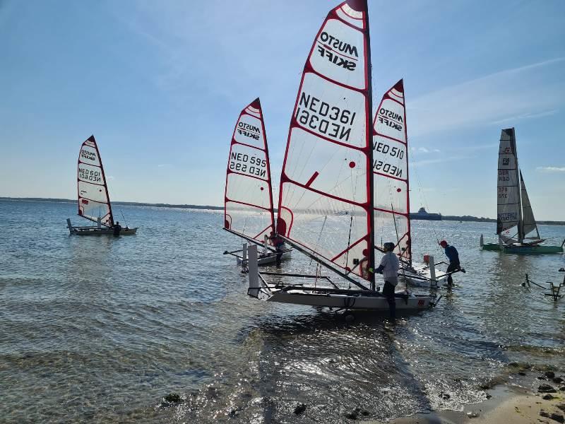 Boats launching on day 2 - Musto Skiff German Open at Travemünder Woche 2021 photo copyright Paul Dijkstra taken at  and featuring the Musto Skiff class