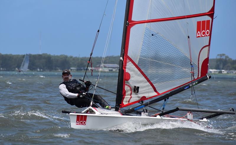 Richie Robertson at the 2022 Australian Musto Skiff Nationals photo copyright Brendan Markey taken at Illawarra Yacht Club and featuring the Musto Skiff class