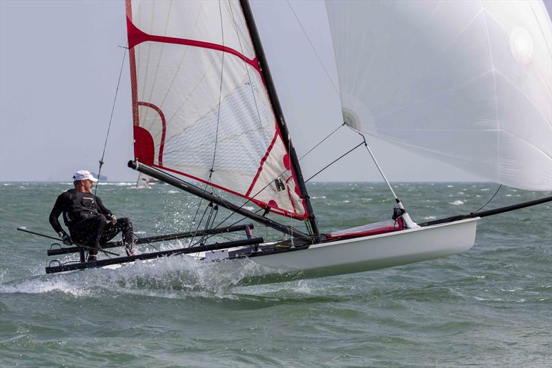 Robbie Wilson in the Musto Skiff class during the Stokes Bay Skiff Open photo copyright Tim Olin / www.olinphoto.co.uk taken at Stokes Bay Sailing Club and featuring the Musto Skiff class