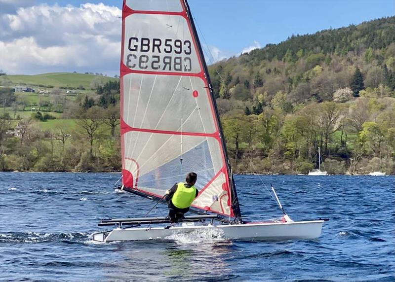 Jamie Hilton in the Musto Skiffs during the Ullswater Daffodil Regatta - photo © Steve Robson