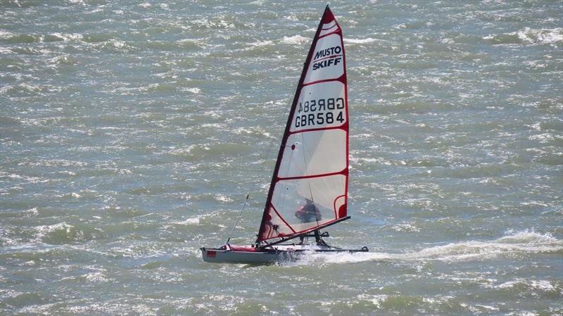 Andrew Gould during the Lee-on-the-Solent Musto Skiff Open photo copyright Gary Taw taken at Lee-on-the-Solent Sailing Club and featuring the Musto Skiff class