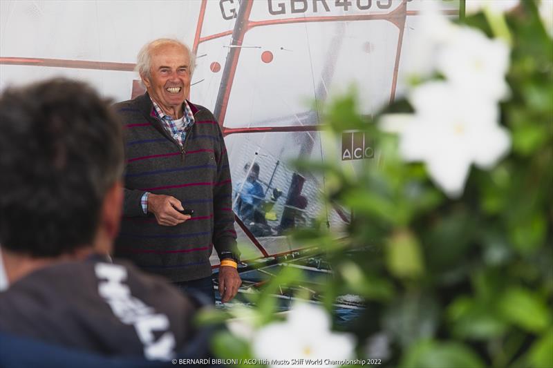 Dr Joachim Happrecht on day 1 of the ACO 11th Musto Skiff Worlds at Kiel Week photo copyright Bernardí Bibiloni / www.bernardibibiloni.com taken at Kieler Yacht Club and featuring the Musto Skiff class