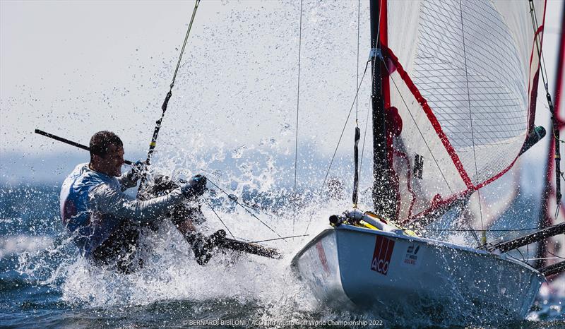 Big waves on day 3 of the 11th ACO Musto Skiff World Championship at Kiel Week photo copyright Bernardí Bibiloni / www.bernardibibiloni.com taken at Kieler Yacht Club and featuring the Musto Skiff class