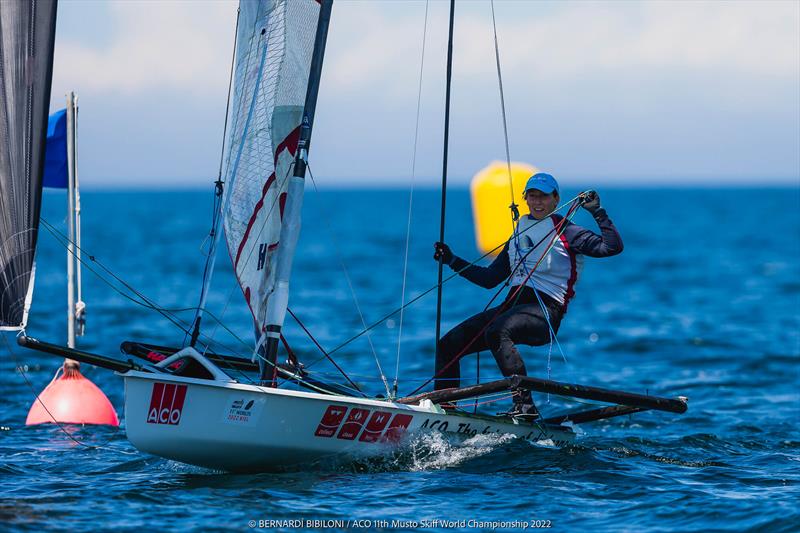 Bettina Möller during the 11th ACO Musto Skiff World Championship at Kiel Week photo copyright Bernardí Bibiloni / www.bernardibibiloni.com taken at Kieler Yacht Club and featuring the Musto Skiff class