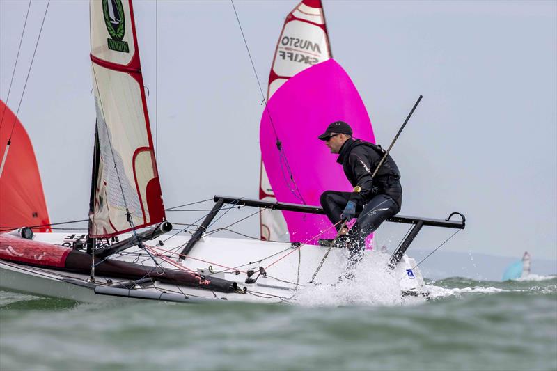 Sam Pascoe on Noble Marine UK Musto Skiff Nationals at Eastbourne day 1 photo copyright Tim Olin / www.olinphoto.co.uk taken at Eastbourne Sovereign Sailing Club and featuring the Musto Skiff class