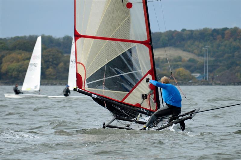 Jono Shelley during the Dalgety Bay SC Regatta photo copyright Ian Baillie taken at Dalgety Bay Sailing Club and featuring the Musto Skiff class