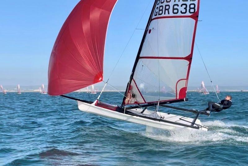 49er sailor Sam Jones in a Musto Skiff - Ovington Demo Weekend in Weymouth - photo © Bill Maughan