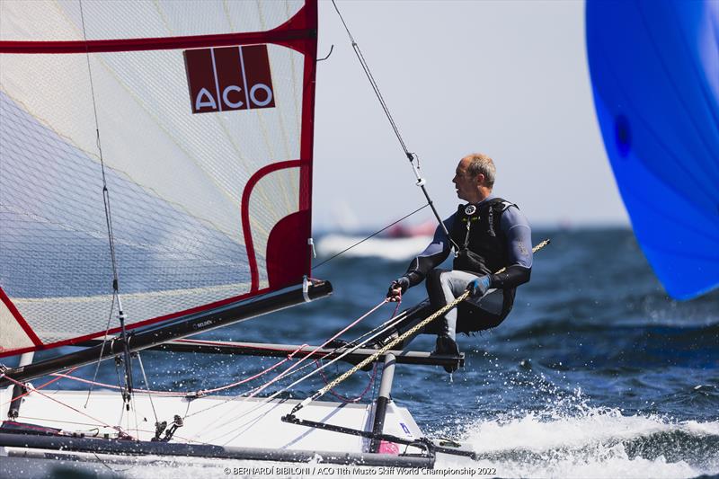 Peter Greenhalgh during the 11th ACO Musto Skiff World Championship at Kiel Week photo copyright Bernardí Bibiloni / www.bernardibibiloni.com taken at Kieler Yacht Club and featuring the Musto Skiff class