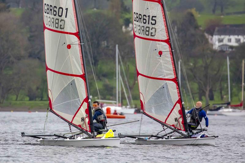 Mikey and Richard during the Musto Skiffs at the Ullswater Yacht Club Daffodil Regatta 2023 - photo © Tim Olin / www.olinphoto.co.uk