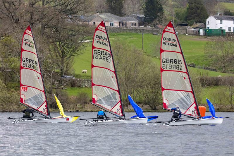 Musto Skiffs during the Ullswater Yacht Club Daffodil Regatta 2023 photo copyright Tim Olin / www.olinphoto.co.uk taken at Ullswater Yacht Club and featuring the Musto Skiff class