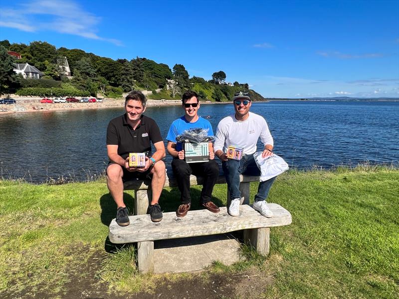 Podium top 3 (L-R: Jamie Hilton, Euan Hurter, Bill Maughan) photo copyright Natalie Hilton taken at Chanonry Sailing Club and featuring the Musto Skiff class