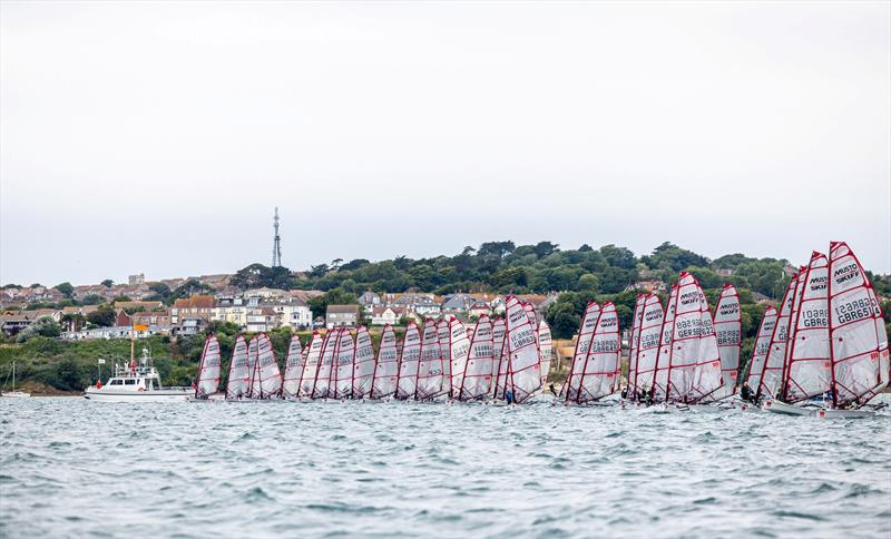 Start line - Day 5 of the ACO 13th Musto Skiff 2024 Worlds at the WPNSA photo copyright Michael Oliver taken at Weymouth & Portland Sailing Academy and featuring the Musto Skiff class