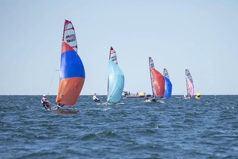 Day 1 start line - Musto Skiff European Championship during Warnemünde Woche - photo © Pepe Hartmann