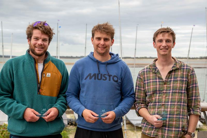 Youth Top 3 (l-r) Thomas Goodman, Rob Richardson, Jonathan Markby in the 2025 Noble Marine Musto Skiff UK Nationals - photo © Tim Olin / www.olinphoto.co.uk