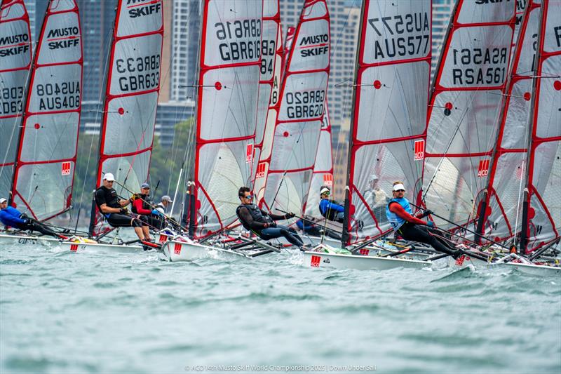 Startline at ACO 14th Musto Skiff Worlds 2025 photo copyright Down Under Sail taken at  and featuring the Musto Skiff class