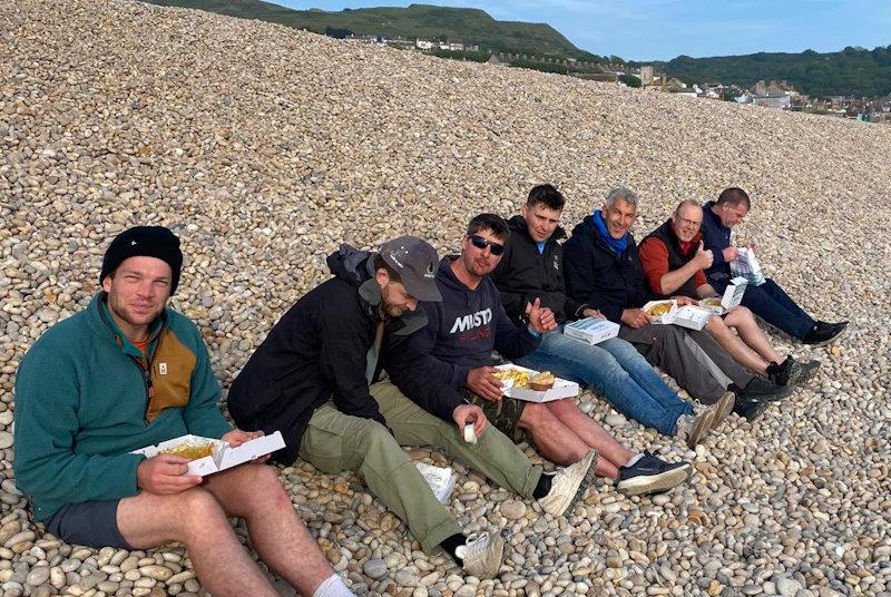 Post racing fish and chips - Musto Skiff fleet at the WPNSA Skiff Open - photo © Steve Robson