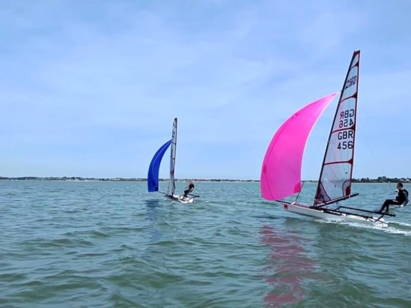 Musto Skiffs Training downwind - Saturday - photo © Rebecca Bines
