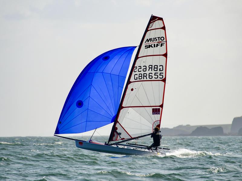 Eddie Bridle on day 2 of the Noble Marine UK Musto Skiff National Championship 2026 - photo © George Day