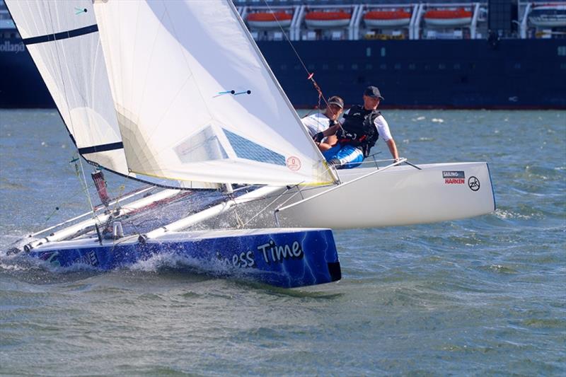 Business Time - 2019 SailFest Newcastle, Day 2 photo copyright Mark Rothfield taken at Newcastle Cruising Yacht Club and featuring the Nacra class