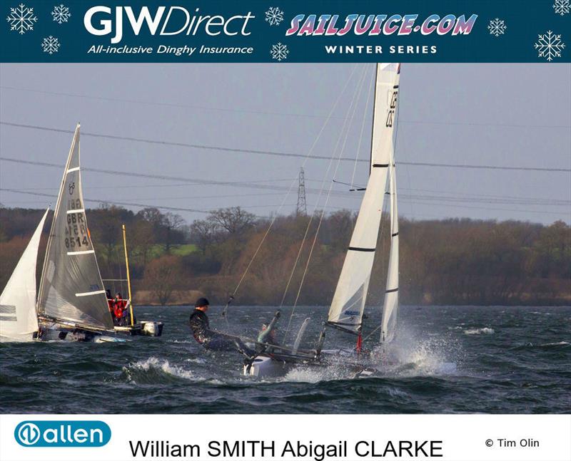 William Smith & Abigail Clarke during the GJW Direct Sailjuice Winter Series Grafham Grand Prix photo copyright Tim Olin / www.olinphoto.co.uk taken at Grafham Water Sailing Club and featuring the Nacra 15 class