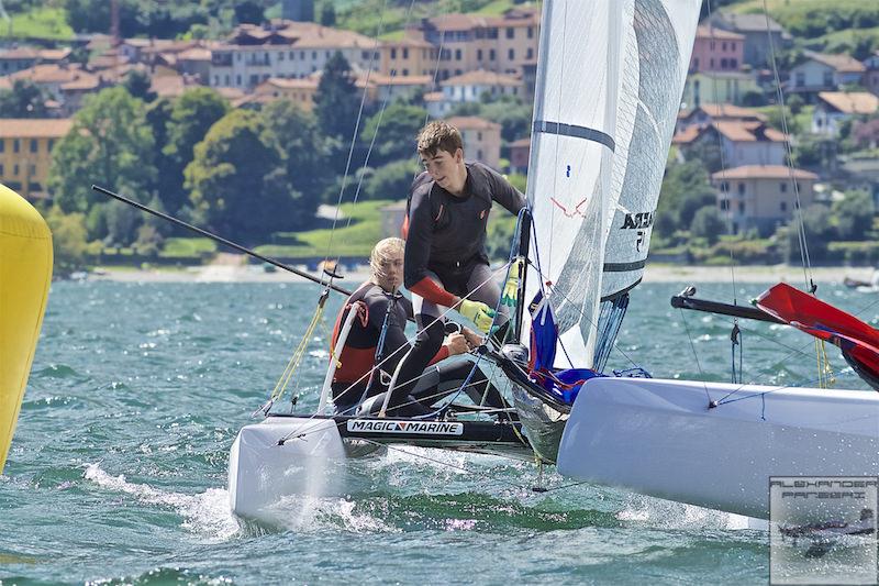 Nacra 15 European Championship at Gravedona, Lake Como, Italy photo copyright Alexander Panzeri taken at Centro Vela Alto Lario and featuring the Nacra 15 class