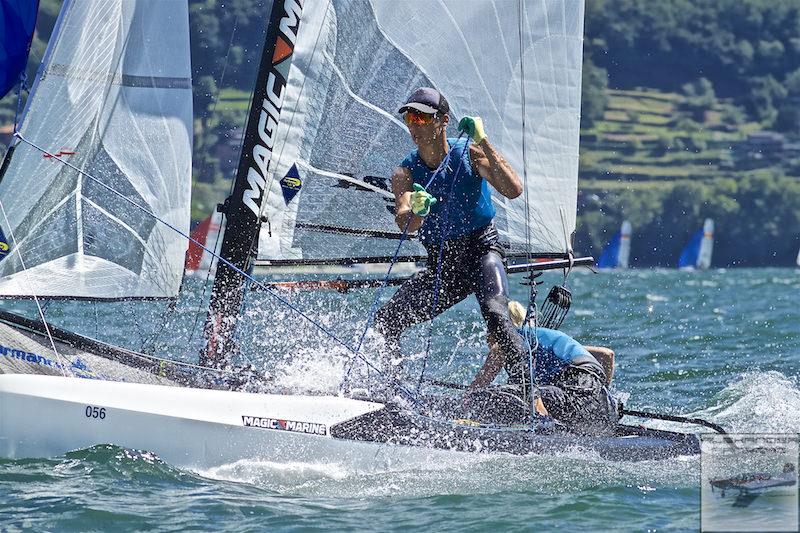 Nacra 15 European Championship at Gravedona, Lake Como, Italy photo copyright Alexander Panzeri taken at Centro Vela Alto Lario and featuring the Nacra 15 class