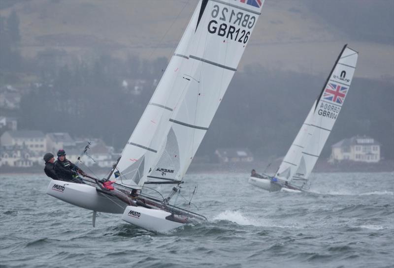Abigail Clarke and William Smith in action photo copyright Marc Turner / RYA taken at Royal Yachting Association and featuring the Nacra 15 class