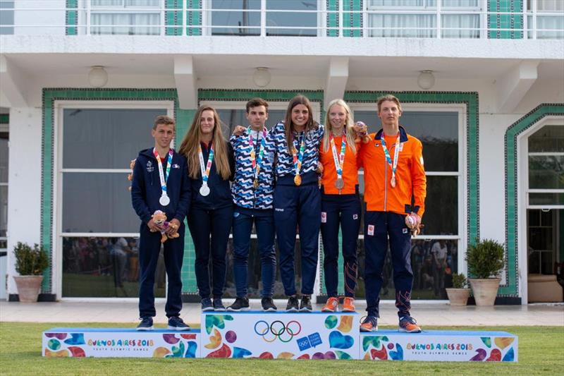 Podium - 2018 Youth Olympic Games photo copyright World Sailing taken at  and featuring the Nacra 15 class