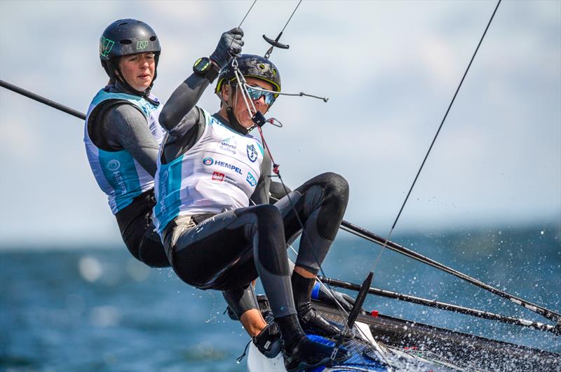 Helena Sanderson and Jack Honey (NZL) - Nacra 15  - Day 3 - 2019 Hempel Youth Sailing World Championships, Gdynia, Poland  - Day 3 Hempel Youth Sailing World Championships, Gdynia, Poland  photo copyright Szymon Sikora / World Sailing taken at  and featuring the Nacra 15 class