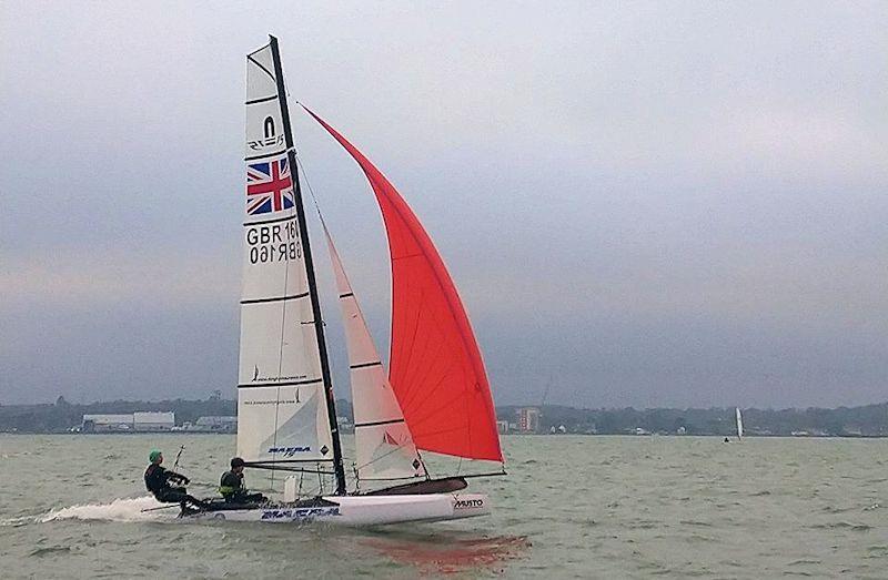 Sam Steward and Nia Crockford in Weston SC's January Cup photo copyright Nathan Ezra Steffenoni taken at Weston Sailing Club and featuring the Nacra 15 class