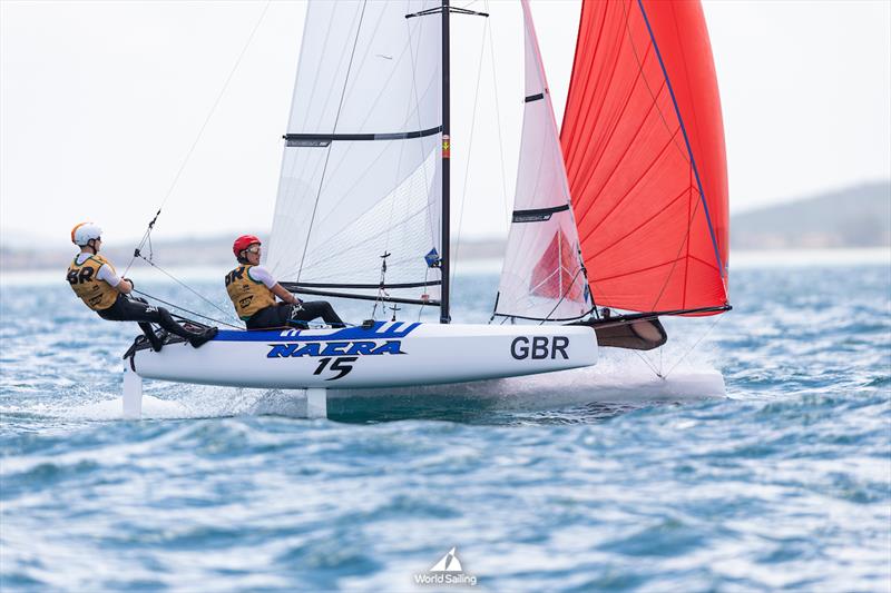 Nacra 15 - Sophie Raven and Sam Cox - 2023 Youth Sailing World Championships - photo © Gabriel Heusi / World Sailing
