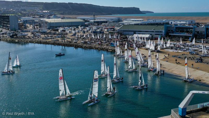 Nacra 15 fleet launching at WPNSA during the 2024 RYA Youth Nationals - photo © Paul Wyeth / RYA