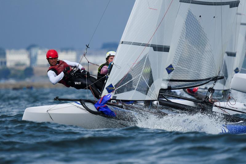 Day 3 - Nacra 15 World Championship at Plymouth photo copyright Joe Woodyear / www.chambersfilmandmedia.com taken at Hooe Point Sailing Club and featuring the Nacra 15 class