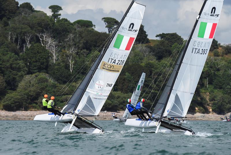 Day 5 - Nacra 15 World Championship at Plymouth photo copyright Joe Woodyear / www.chambersfilmandmedia.com taken at Hooe Point Sailing Club and featuring the Nacra 15 class