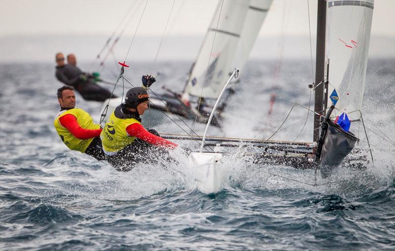 Franck Cammas and Sophie de Turckheim on day 3 of ISAF Sailing World Cup Mallorca photo copyright Richard Langdon / www.oceanimages.co.uk taken at  and featuring the Nacra 17 class