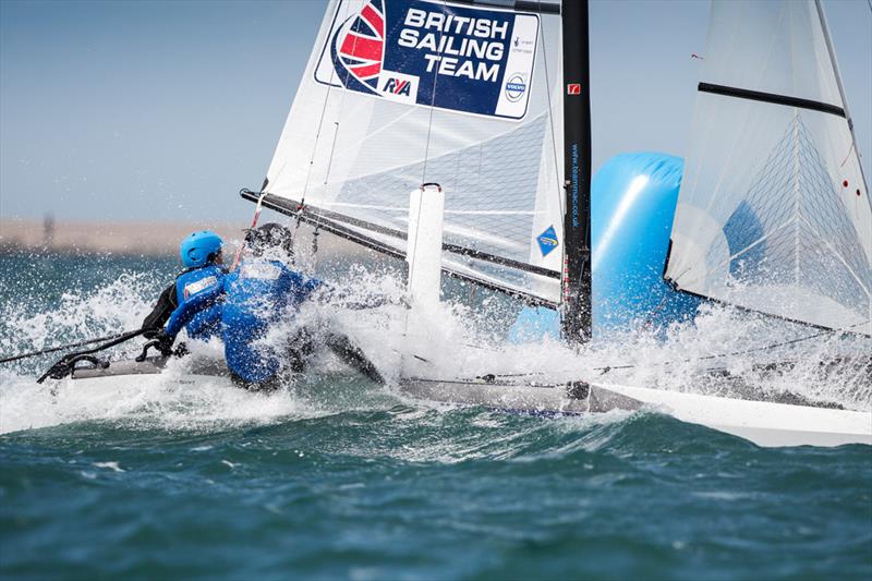 Lucy Macregor and Andrew Walsh during the Sail for Gold Regatta medal races photo copyright Paul Wyeth / RYA taken at Weymouth & Portland Sailing Academy and featuring the Nacra 17 class