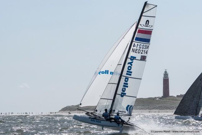 Mandy Mulder & Coen de Koning win the 38th Round Texel Race photo copyright Laurens Morel / www.saltycolours.com taken at  and featuring the Nacra 17 class