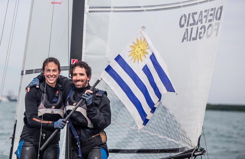 Uruguay Nacra 17 at Sailing World Cup Miami photo copyright Jesus Renedo / Sailing Energy taken at Coconut Grove Sailing Club and featuring the Nacra 17 class