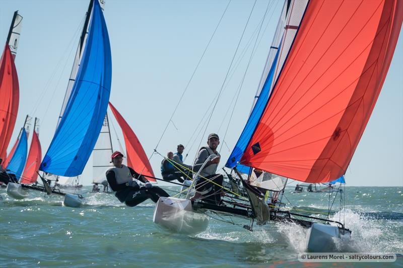 Racing on day 3 of the Nacra 17, 49er & 49erFX Worlds in Clearwater, Florida photo copyright Laurens Morel / www.saltycolours.com taken at Sail Life and featuring the Nacra 17 class