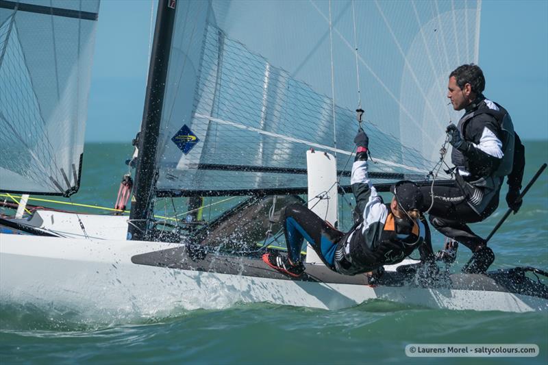 Racing on day 4 of the Nacra 17, 49er & 49erFX Worlds in Clearwater, Florida photo copyright Laurens Morel / www.saltycolours.com taken at Sail Life and featuring the Nacra 17 class