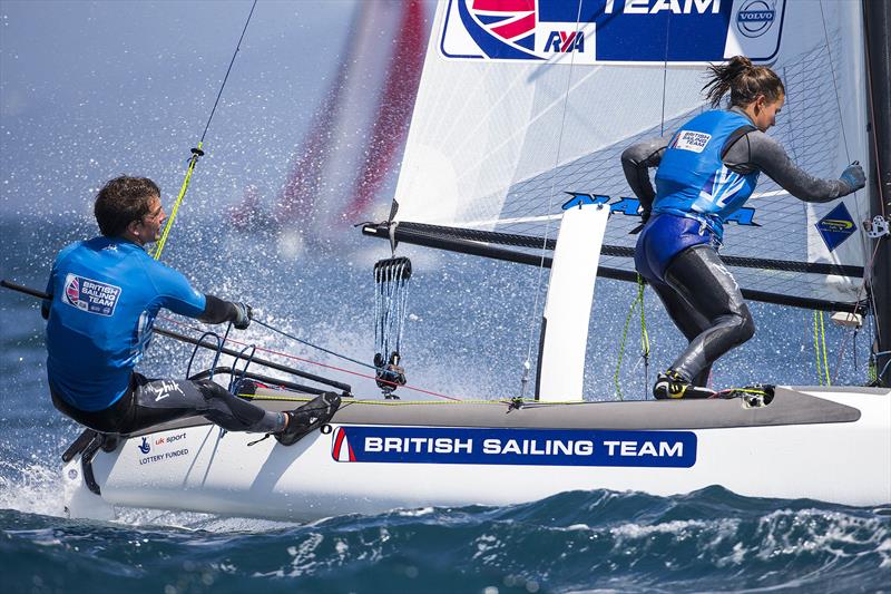 Ben Saxton and Nicola Groves photo copyright Richard Langdon / British Sailing Team taken at  and featuring the Nacra 17 class