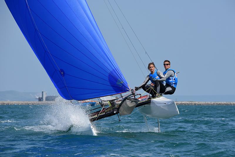 Ben Saxton and Nicola Groves photo copyright Rick Tomlinson / British Sailing Team taken at  and featuring the Nacra 17 class