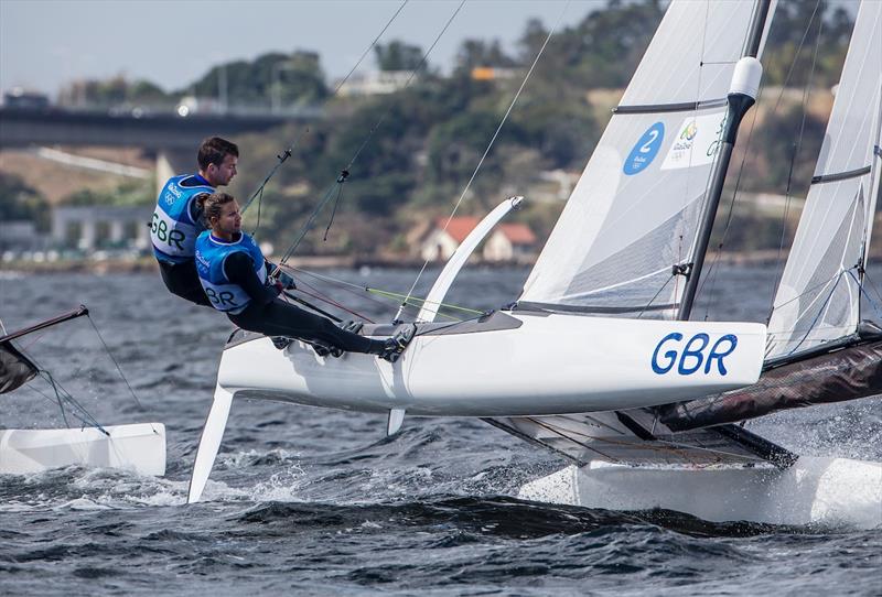 Ben Saxton & Nicola Groves in the Nacra 17 on day 4 of the Rio 2016 Olympic Sailing Competition photo copyright Sailing Energy / World Sailing taken at  and featuring the Nacra 17 class
