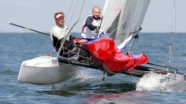 Thomas Zajac and Barbara Matz in the Nacra 17 class photo copyright Kieler Woche / okPress taken at Kieler Yacht Club and featuring the Nacra 17 class