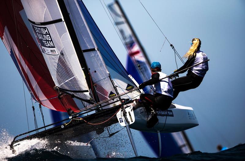 Ben Saxton and Katie Dabson in the Nacra 17 photo copyright Pedro Martinez / Sailing Energy taken at Real Club Martimo de Santander and featuring the Nacra 17 class