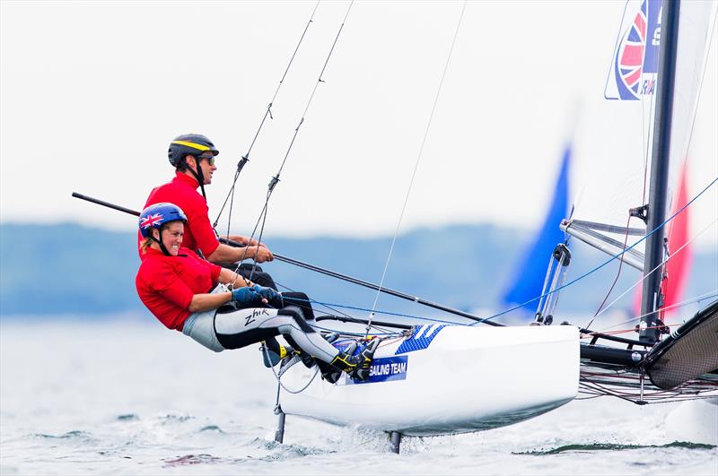 Nacra 17 Europeans at Kiel day 2 photo copyright Pedro Martinez / Sailing Energy taken at Kieler Yacht Club and featuring the Nacra 17 class